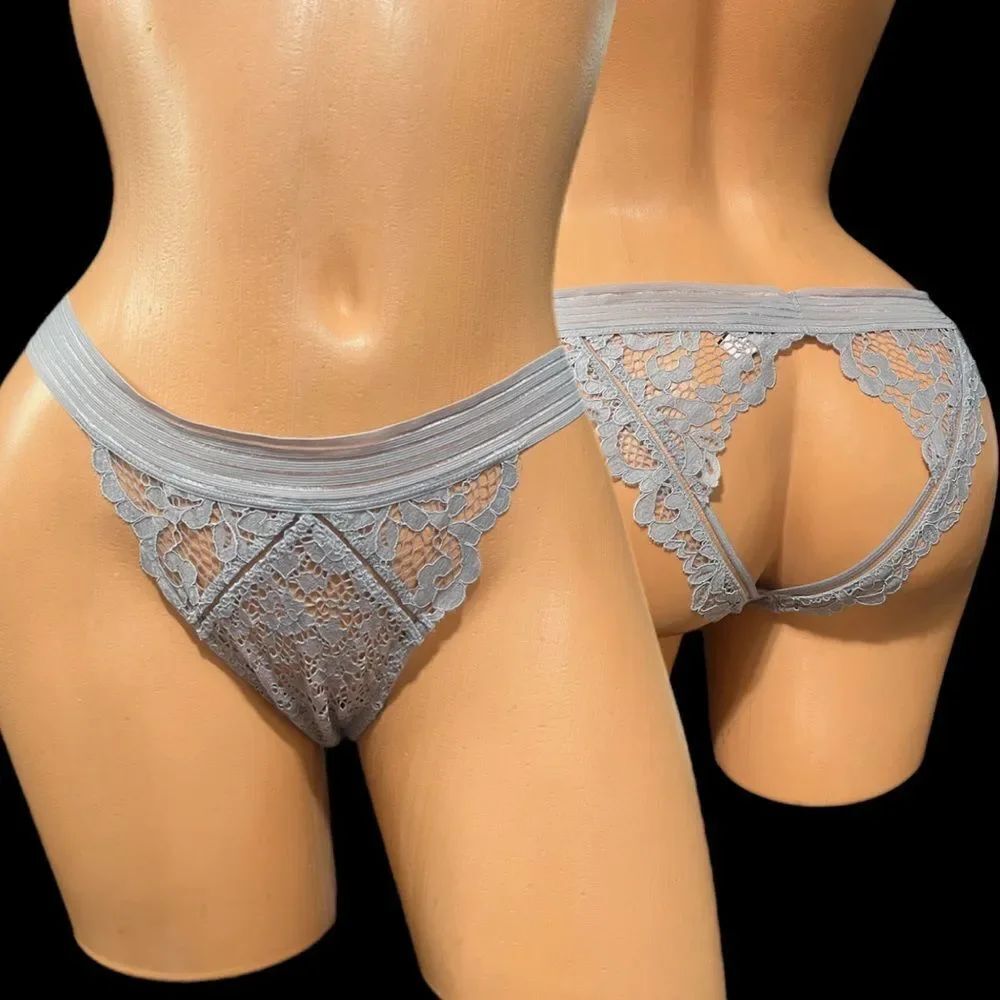 Victoria’s Secret sexy peek a boo cheekini panty gray Medium